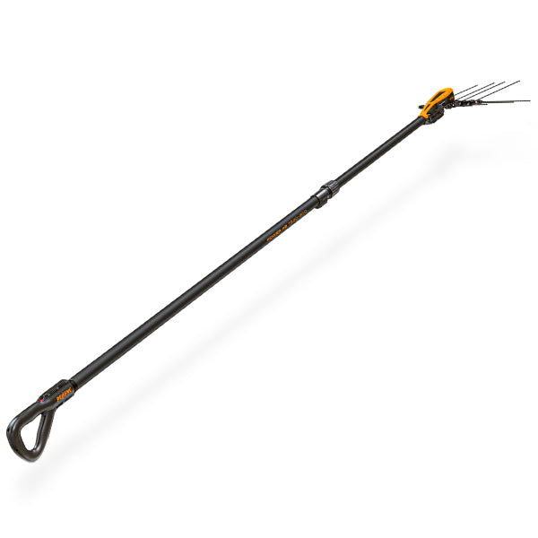 Abbacchiatore Pellenc Power 48 T220/300 in versione Solo Asta. Primo piano del corpo motore da 480W con impugnatura ergonomica e asta in carbonio.