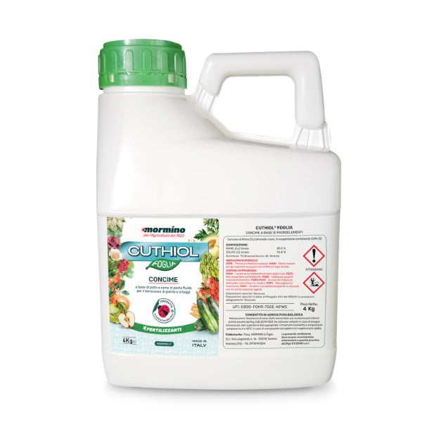 Cuthiol Foglia Mormino 4 kg pasta fluida a base di rame e zolfo in sospensione consentito in agricoltura biologica