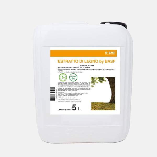 Estratto di Legno BASF confezione originale 5 lt, corroborante naturale biologico a base di flavonoidi e lecitina per difesa piante.