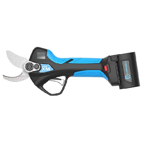 Forbice elettrica Campagnola Stark XM ultra-leggera con batteria plug-in e display LCD integrato.