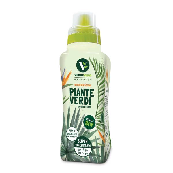 Flacone 500g HARMONIA Piante Verdi Verde Vivo, bioinduttore liquido con amminoacidi levogiri per la fotosintesi delle piante ornamentali.