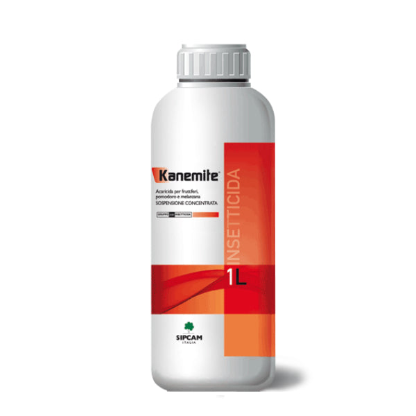 Confezione da 1 litro di KANEMITE Sipcam, acaricida professionale a base di Acequinocil in sospensione concentrata per fruttiferi e orticole.