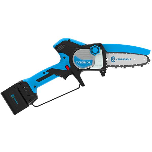 Potatore a catena Campagnola Tyson XL con barra da 5 pollici e doppia batteria Li-Ion da 21,6V.