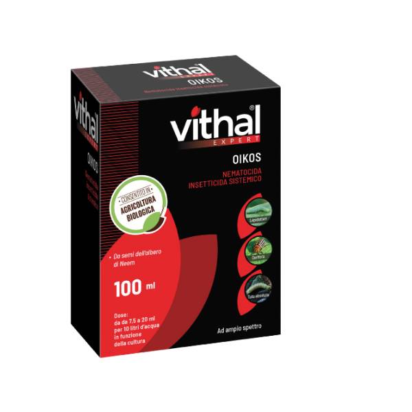 Oikos Vithal Expert insetticida sistemico biologico a base di Neem con siringa dosatrice.